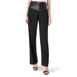 Christopher Esber Black Straight Leg Pants wool leather maverick 8